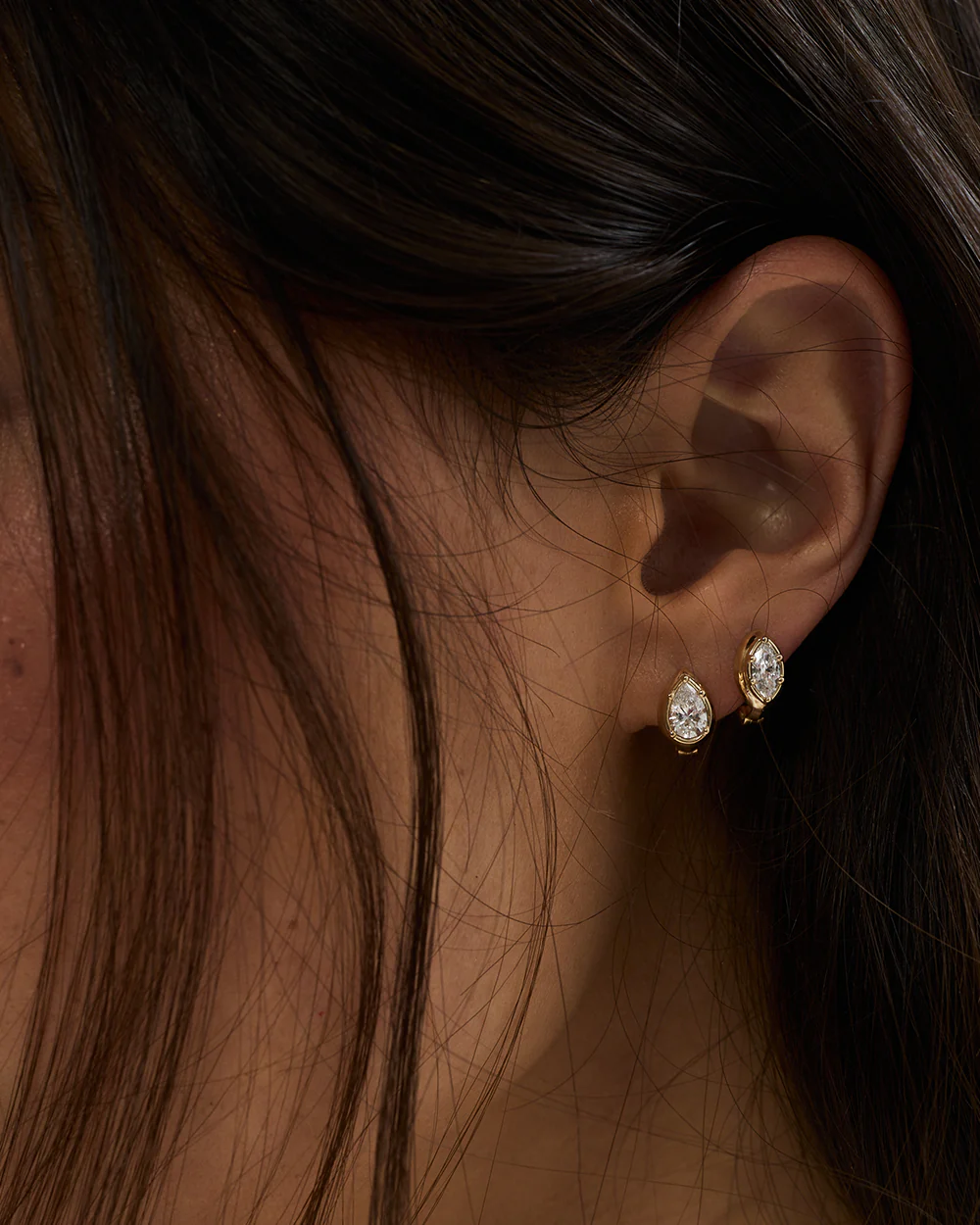 Cleo Pear Diamond Huggies - Image 17